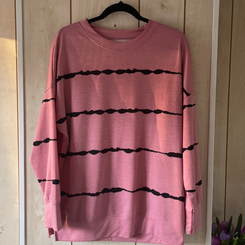 Pink black stripe tunic